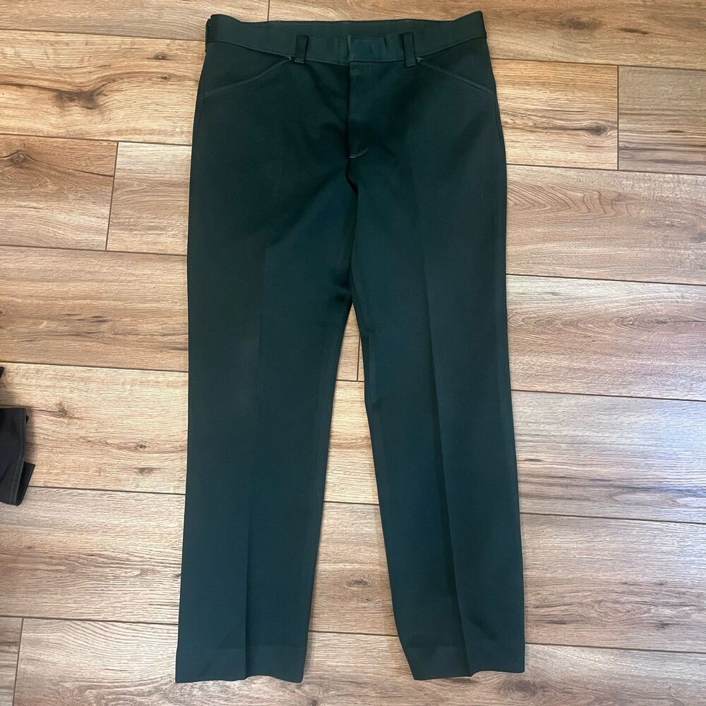 Vintage 1970s Farah Time Out Forest Green Flare Bell Bottom Pants Men's 30x30